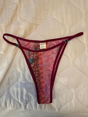 Women's Maroon Floral Mesh Thong - Stylish Intimates